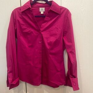 Worthington pink button up blouse size 6